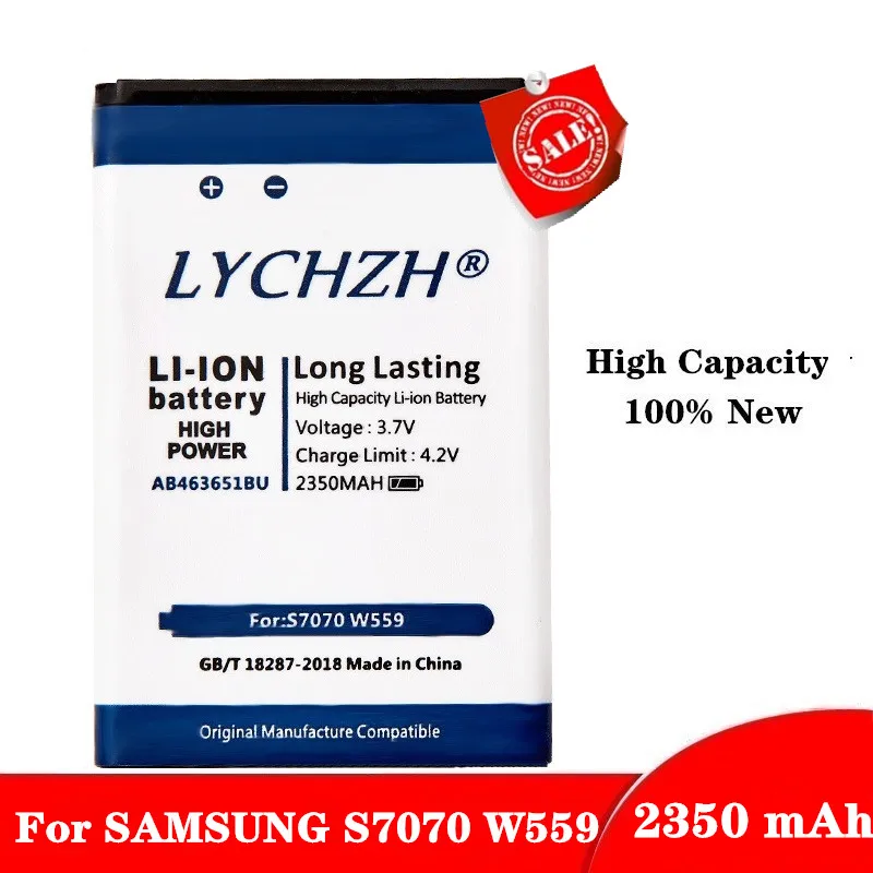 Аккумулятор AB463651BU для телефонов Samsung S7070 S5608 S3370 L700 w559 S5628 C3222 F400 M7500 M7600 S3650 S3830 S5600 2350