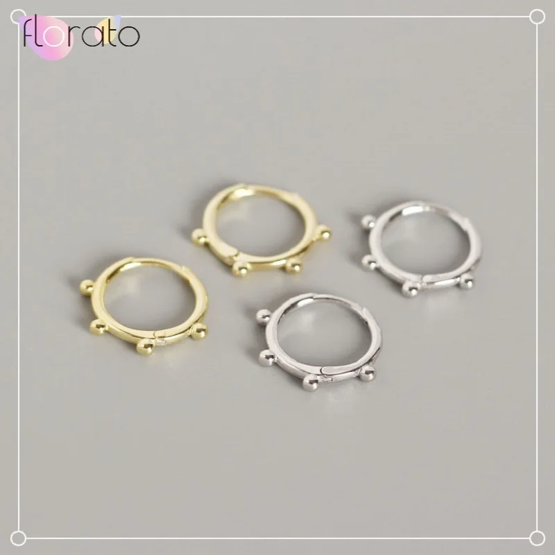 Классические маленькие круглые бусины золотые серьги гвоздики в стиле панк