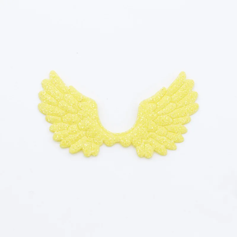 Yellow 20 шт./лот, 65*36 мм, блестящие порошки, односторонняя аппликация в виде крыла ангела, крыло Купидона, крыло Феи для рукоделия, украшения в виде банта, H69 - Цвет: Yellow