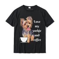 funny yorkie puppy love my yorkie and coffee short sleeve t shirt cotton top t shirts for men funny t shirt hot sale design