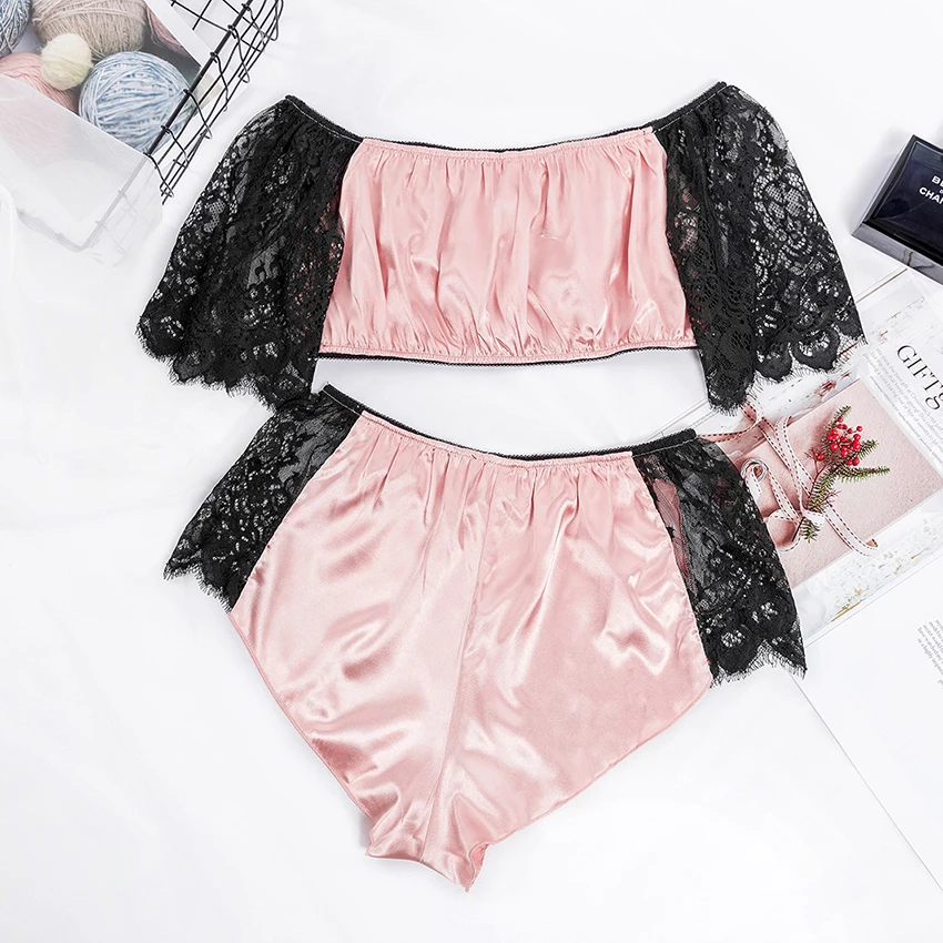 Suphis кружевная Пижама с открытыми плечами сексуальная прозрачная летняя одежда