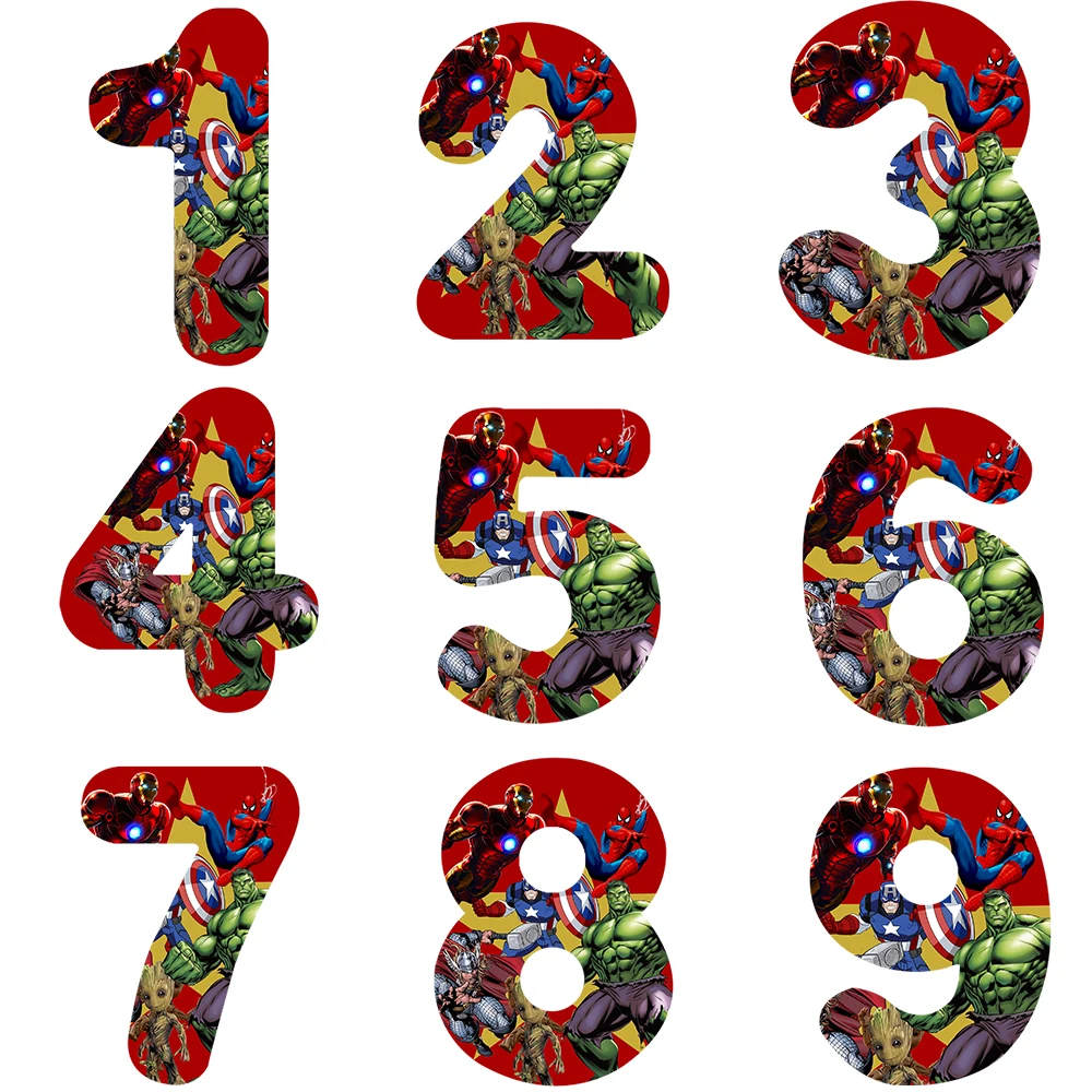 

Marvel Avengers Number Birthday Thermo Adhesive Patches for Disney Clothes Kids Anime Patch Heat Transfer Stickers for T Shirt