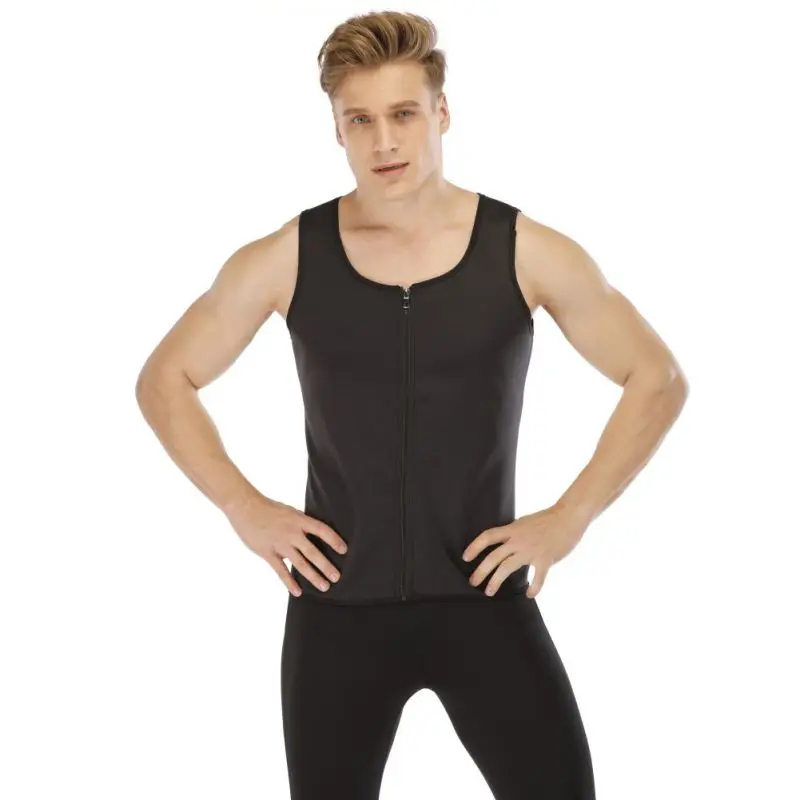 

Men Fashion Fitness Gym Neoprene Sauna Vest New Sweaty Hot Waist Trainer Body Shaper Slimming Suit Weight Loss Zipper Vest