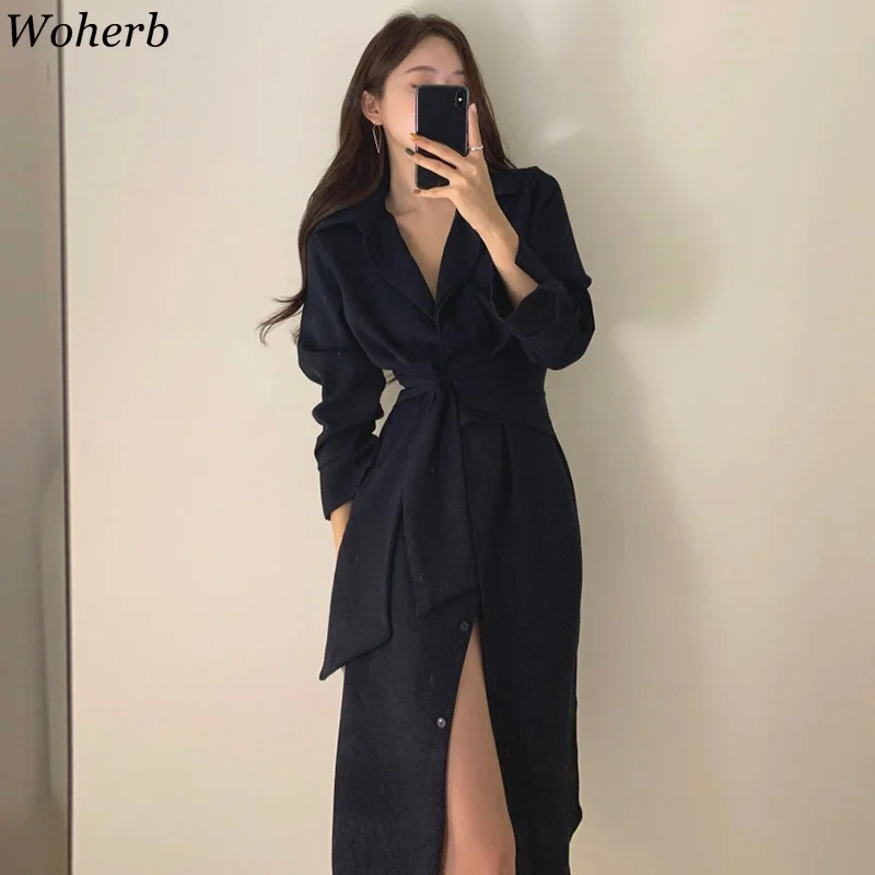 Woherb стильный женский костюм платье-рубашка 2024 летние женские платья элегантные