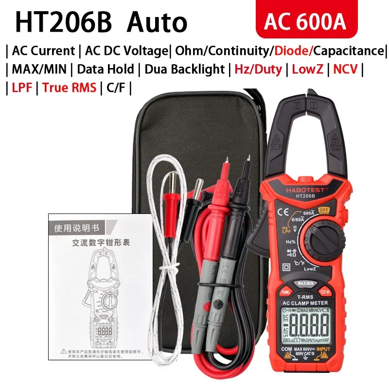 

10Hz~10MHz Digital Clamp Meter Voltage Multimeter Tester 600V 6pcs/set