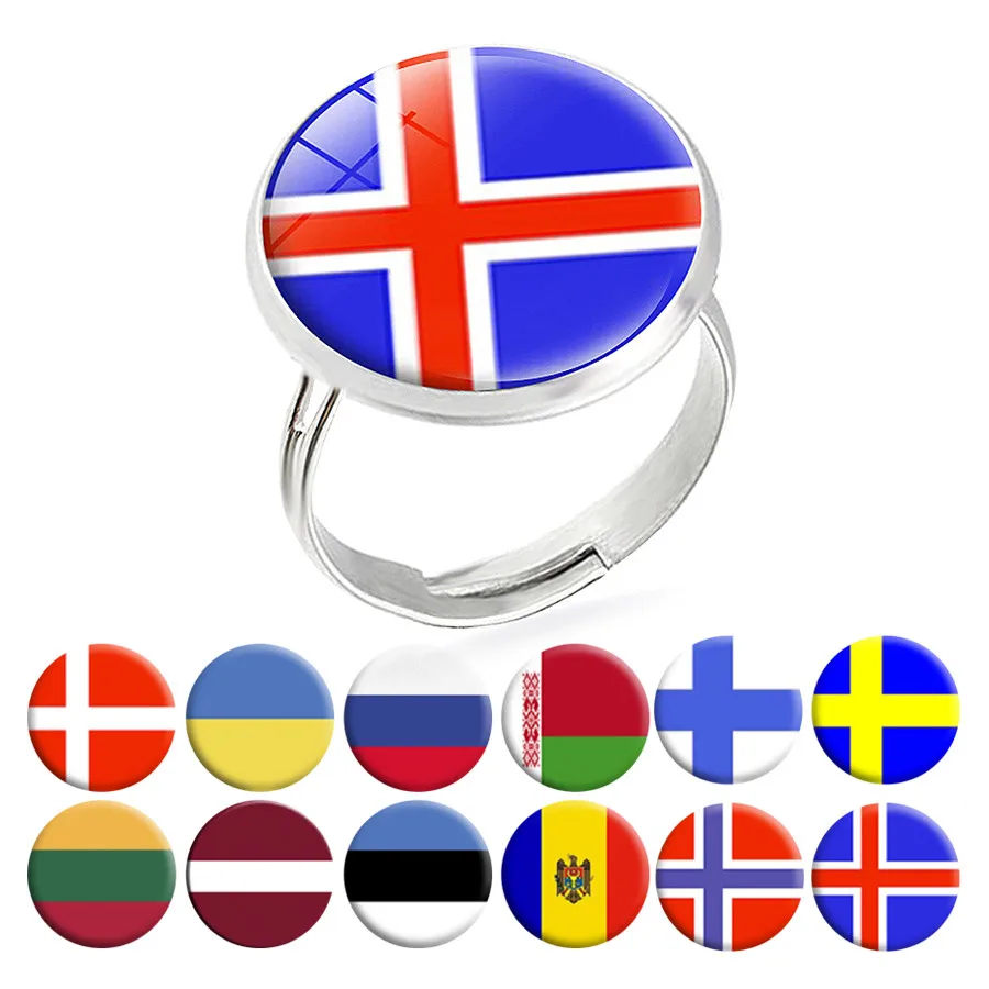Индивидуальные национальные кольца с флагами Финляндия Швеция Норвегия