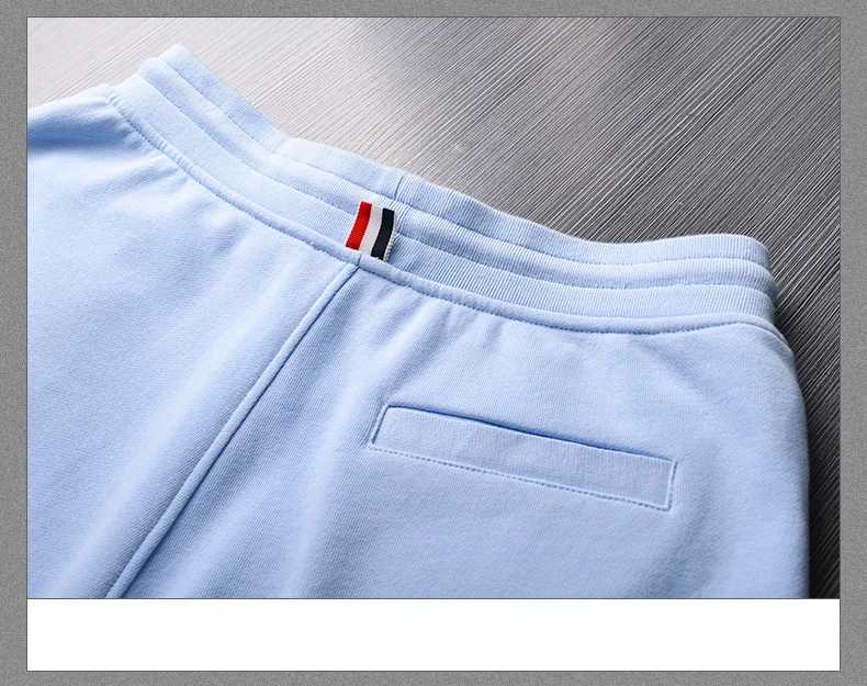 

2021 Fashion TB Brand Light Blue Casual Shorts Men Sweatpants Summer Pants Cotton Men's Clothing Sports Trousers