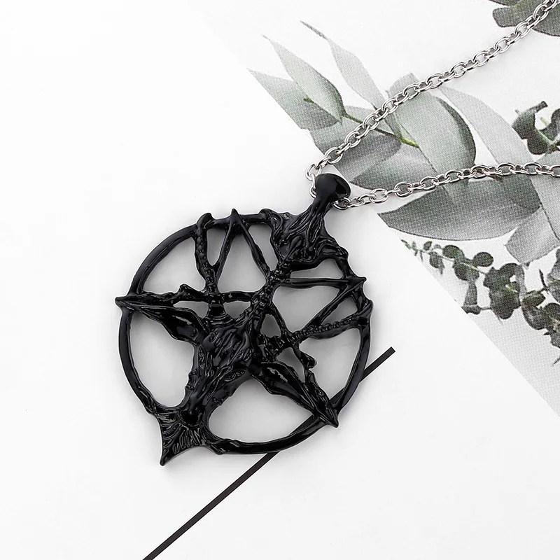 

2021 металлическая ретро-подвеска в виде пентаграммы, черепа, головы козы, ожерелье на удачу, сатанизм, оккультное винтажное посеребренное ож...