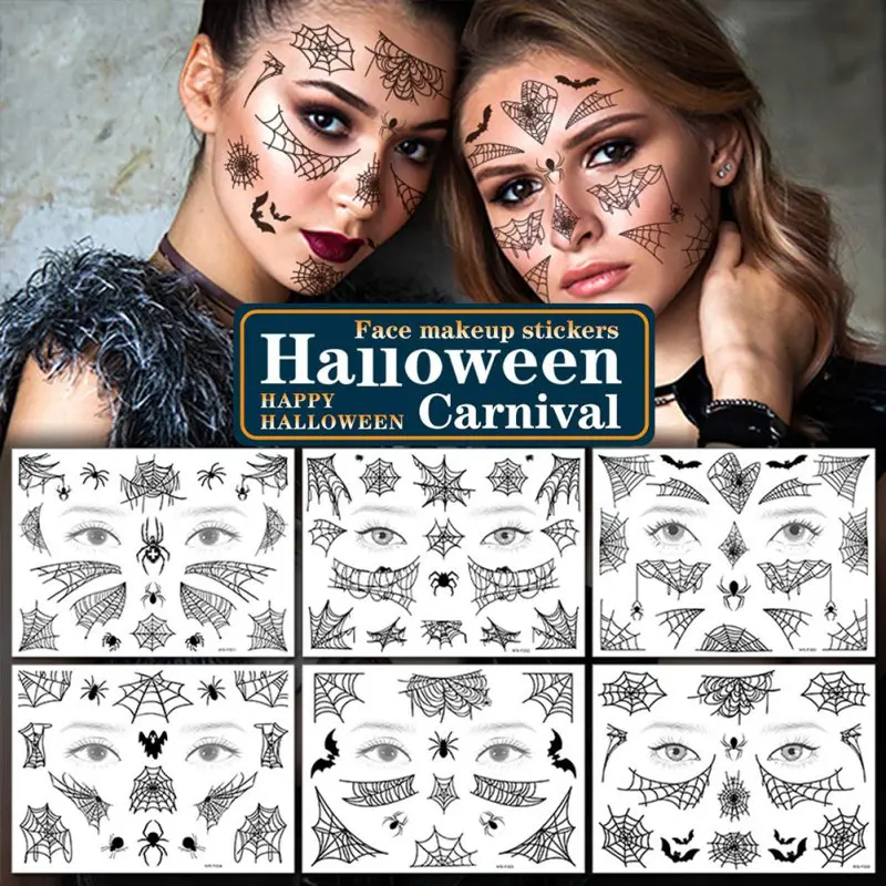 Костюм на Хэллоуин косплей татуировка наклейка лицо паука временная паутина