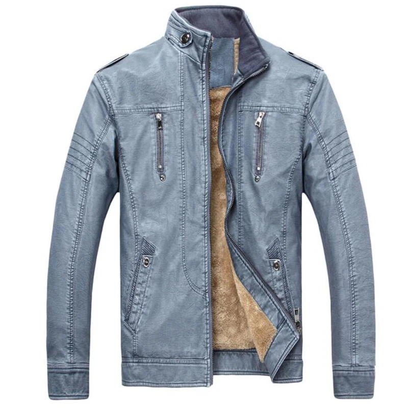 

Leather Jackets Men Washed PU Leather Motorcycle Jacket Mens Winter Plus Velvet Warm Coats Jaqueta De Couro Masculino Parkas