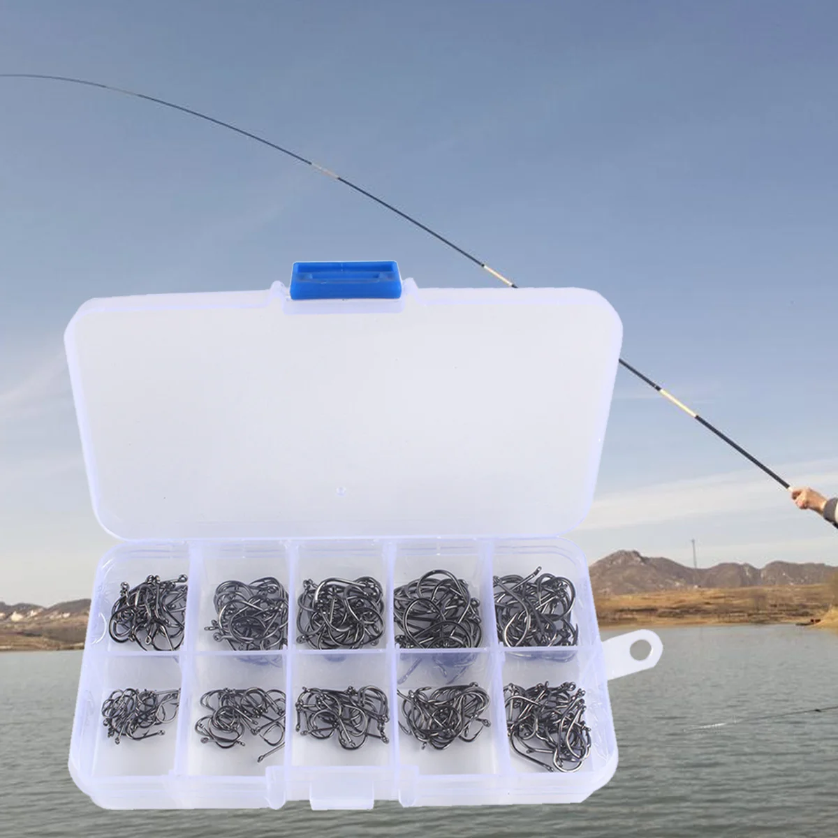 

100 PCS Fishing Hooks High Carbon Steel Perforated Fishing Hooks Fly Fishing Hooks Fishing Tackle Set for Salt Water Fresh Water