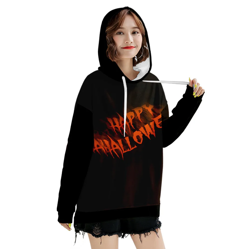 

Hoodie Women Halloween Horror 3d Pumpkin Print Party Long Sleeve Pullover Sweatshirt Sudaderas Con Capucha Moletom Feminino