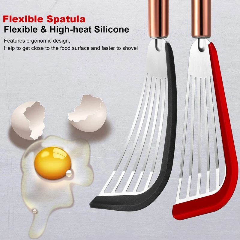 2 шт. шпатель с прорезями Гибкий из нержавеющей стали силиконовой верхней мягкой