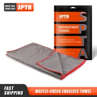 spta gsm400 microfiber waffle check edqeless towel car washing soft microfiber for car glass car care cloth