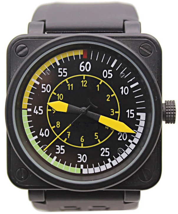 

Automatic Mechanical Men's Watch BR-01 AIRSPEED NEW BELL AVIATION FLIGHT LIMITED EDITION BLACK RUBBER STAINLESS STEEL