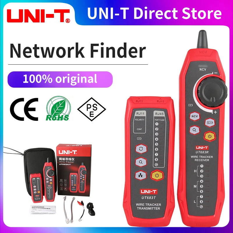 Uni-t Ut683kit Lan Tester Rede Fio Tracer Cabo Rastreador Rj45 Rj11 Linha de Telefone Localizador Reparação Ferramenta Rede