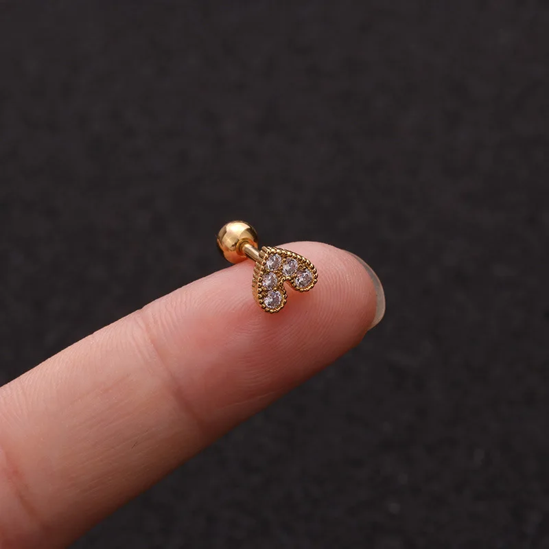 

1Piece 1.2mm Diameter Piercing Safety Pin Earrings for Women 2021 Trend Jewelry Zircon Flower Heart Stainless Steel Earrings
