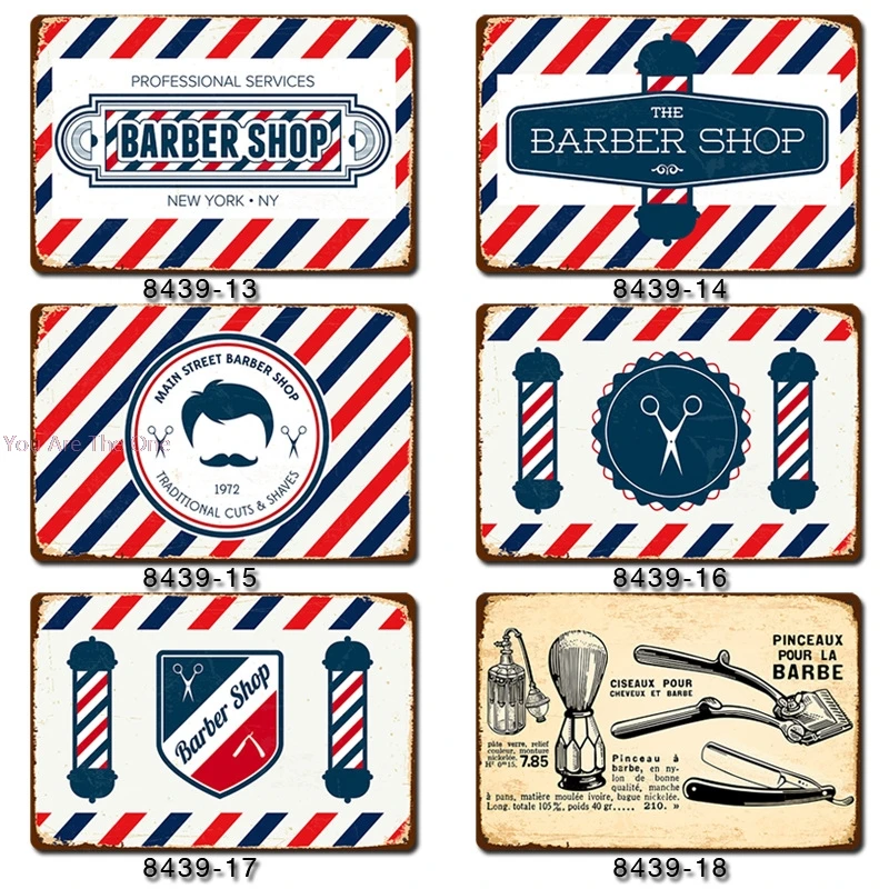 Металлическая жестяная вывеска для парикмахерской Главная улица потертый Нью