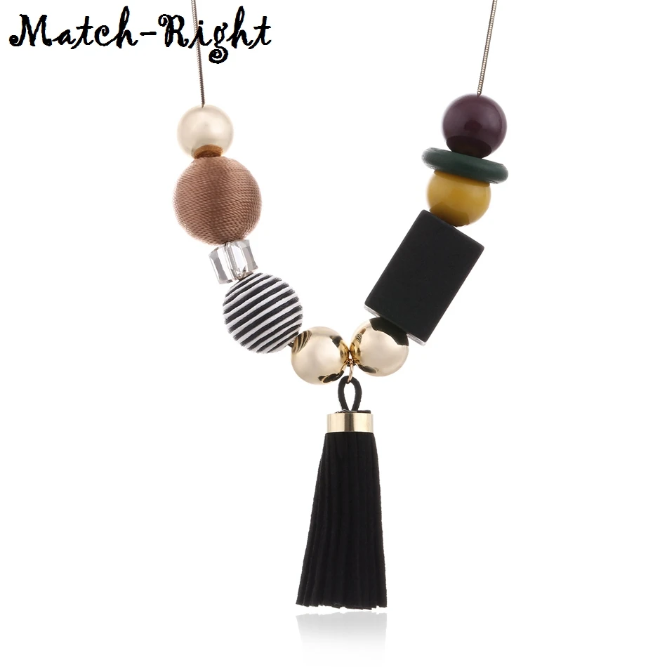 Ожерелья и кулоны с кисточками для женщин деревянные ожерелья массивное