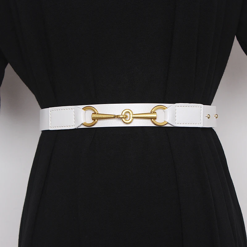 

Women's runway fashion gold buckle genuine leather Cummerbunds female Dress Corsets Waistband Belts decoration wide belt TB1251