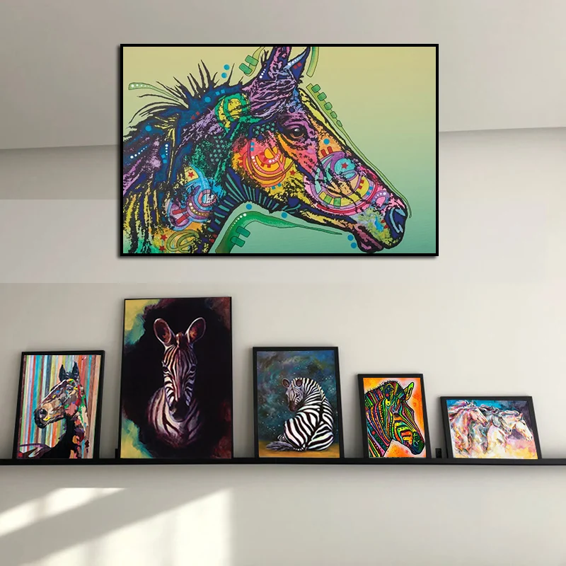 

Modern Zebra Horse Canvas Painting on the Wall Art Posters And Prints Oil Painting for Living Room Animal Art Picture Home Decor