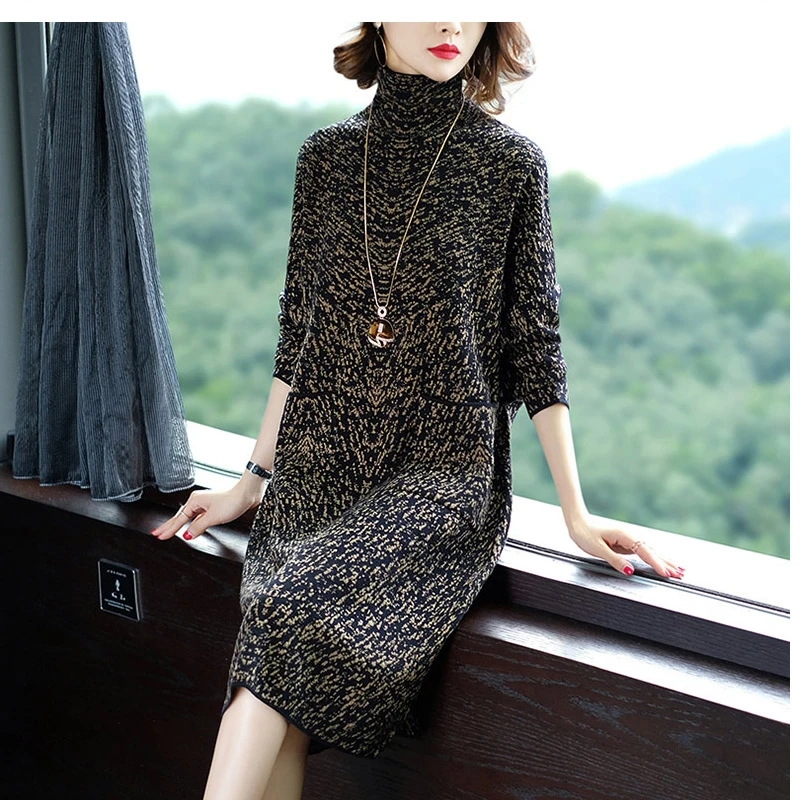 Осень зима Свитеры с высоким воротом Для женщин 2019 Повседневное печатным