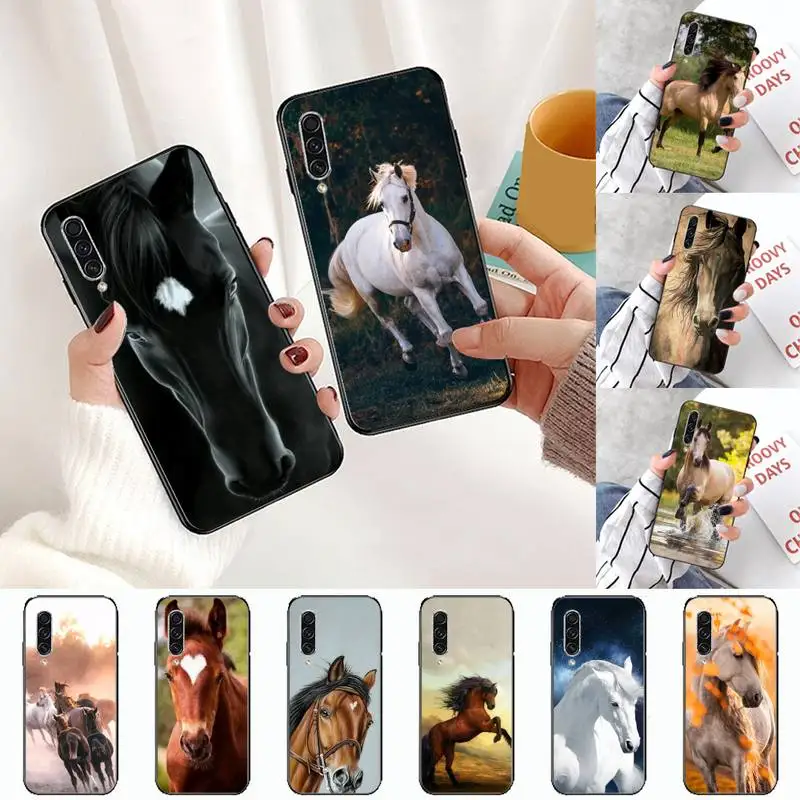 

Watercolor Horse Running animal Phone Case For Samsung A S M Note 9 10 20 fe 21 71 30 ultra plus 5g 11 31 51 s