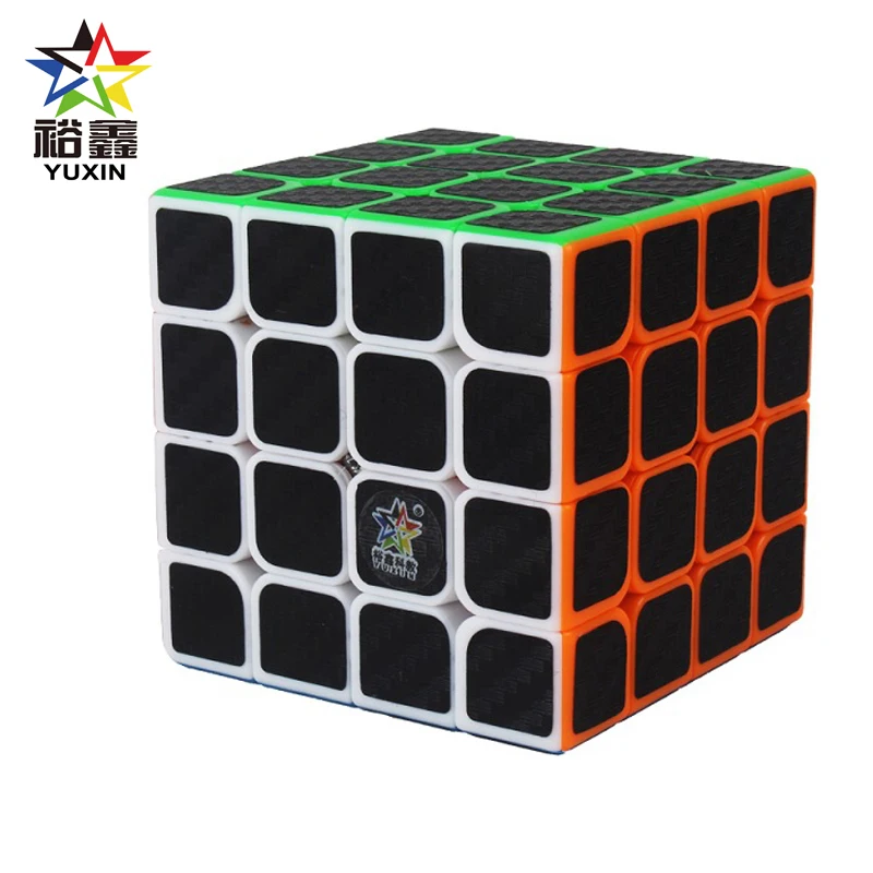 Профессиональная наклейка YUXIN из углеродного волокна 4x4x4 магический куб