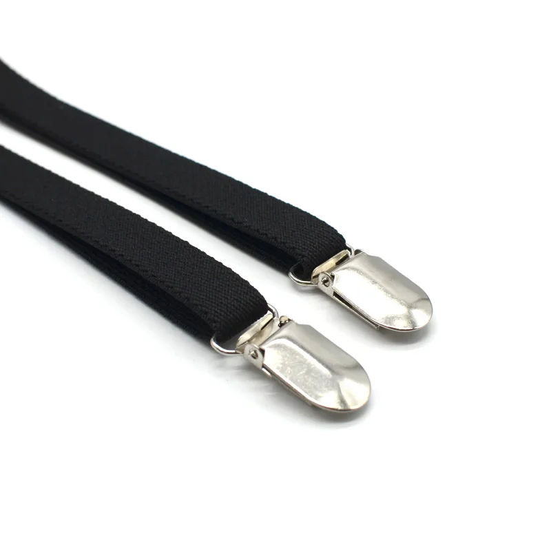 

Men's Suspenders Elastic 2.5cm X Back Metal Cross Black Plating Buckle Solid Fashioin British Style 4 Clips Strap Leather