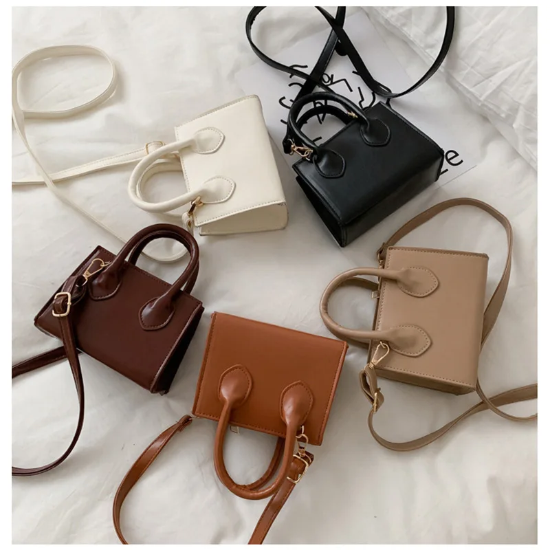 

Mini Shoulder Bag For Women Crossbody Top Handle Purse Casual Tote Handbag Pu Leather 2021 New Fashion Solid Color Zipper Flap
