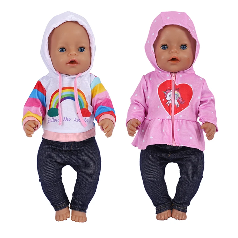 

New Jacket 43 cm Doll Clothes Rainbow Hoodies Baby Born Clothes Reborn Doll Accessories Doll Customizing Supplies Girl Toys