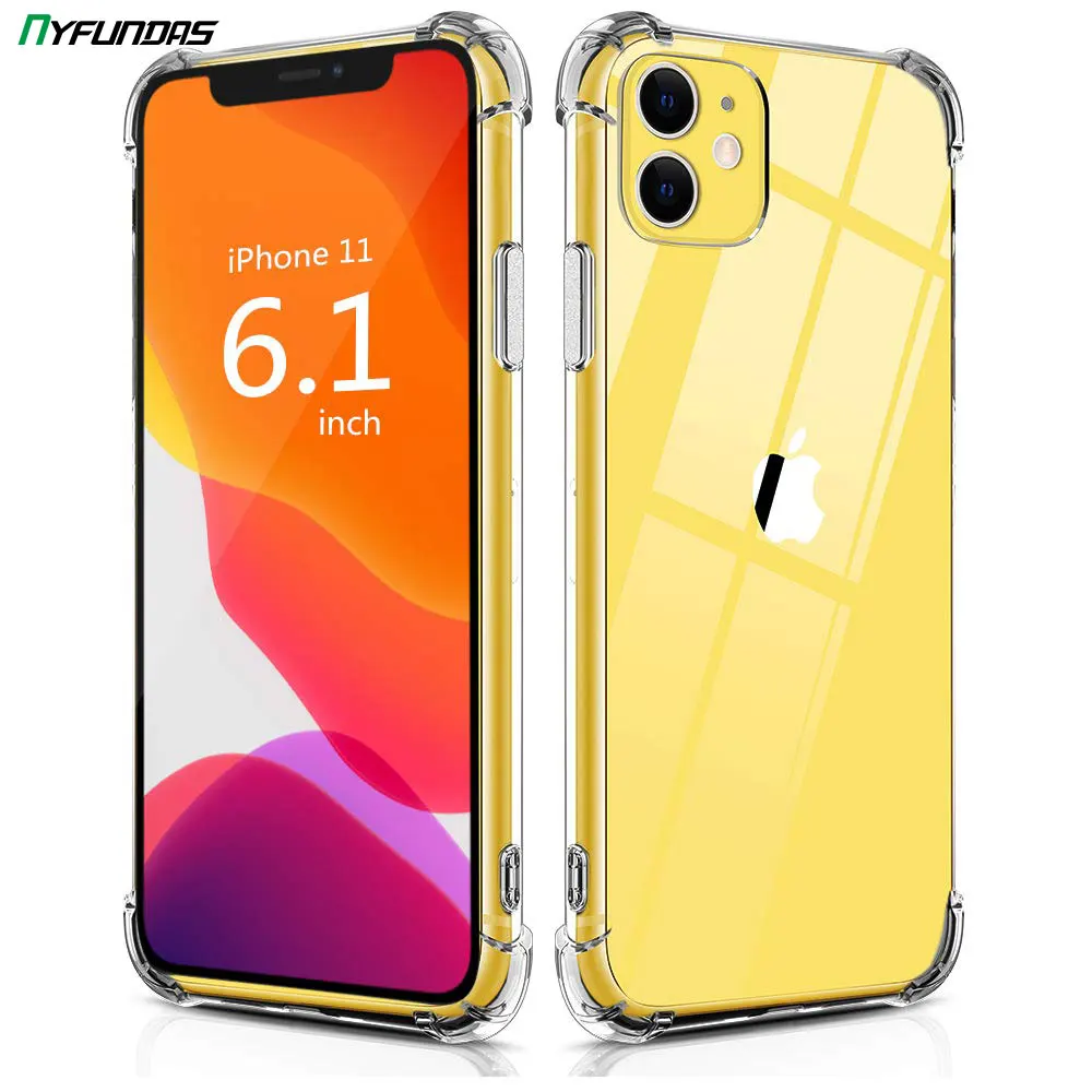 Противоударный чехол для iPhone 11 Pro Max 12 Mini X XR XS 8 Plus 7 6s SE iPhone11 прозрачный силиконовый