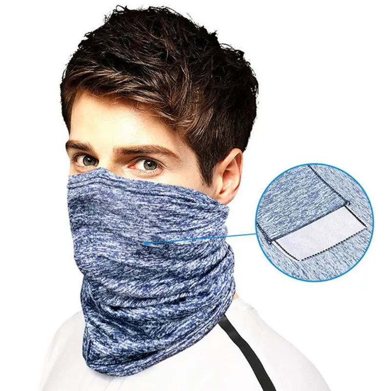 

Unisex Seamless Bandana Face Mask Scarf with Filter Pocket Dustproof Neck Gaiter F3MD