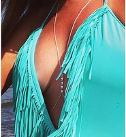 women bikini crossover waist belly harness rhinestone chest bra body chain necklace jewelry for women party summer beach holiday