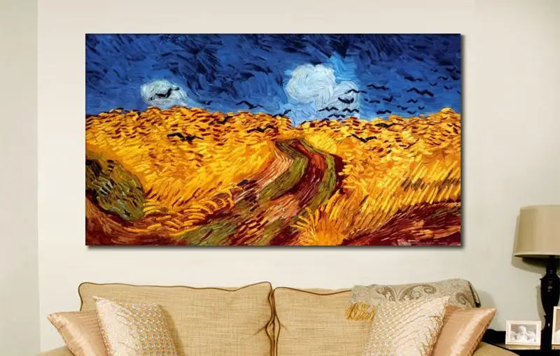 Goedkoop Wall Art Korenveld Met Kraaien Vincent Van Gogh Schilderijen Op Canvas Landschappen Foto Voor Woonkamer Handgeschilderde Hoge Kwaliteit
