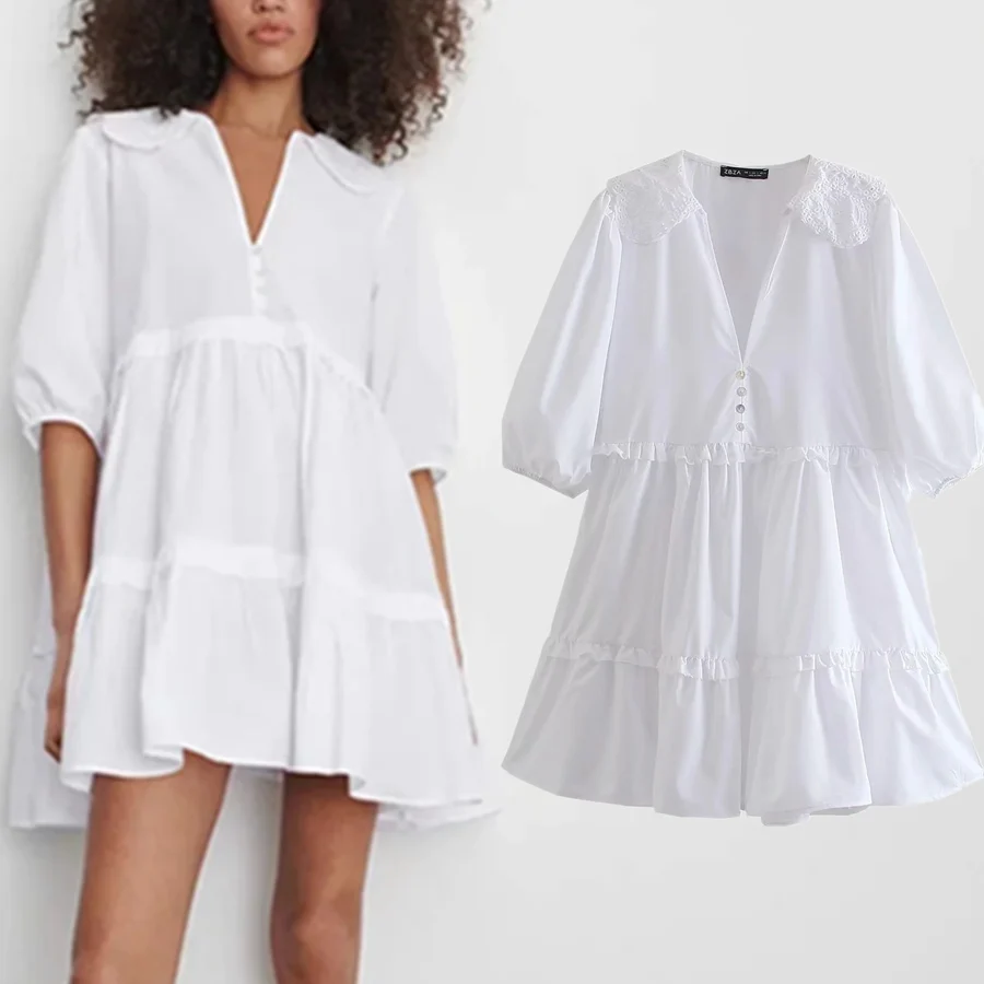 

Dave&Di Vestidos De Fiesta De Noche Ins Fashion Blogger England Style Solid Patchwork Summer Party Mini Dress Women Vestidos