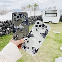 balck butterfly case for iphone 12 11 pro max x xr xs 7 8 plus se2020 12mini clear transparent soft silicone phone back cover