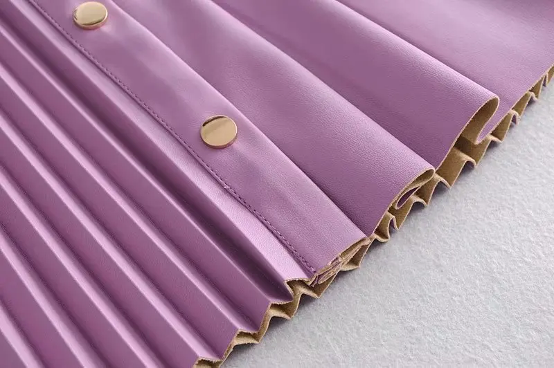 

mini PU leather pleated skirts women buttons winter autumn high waist sexy mini pu skirts streetwear party a-line skater skirts