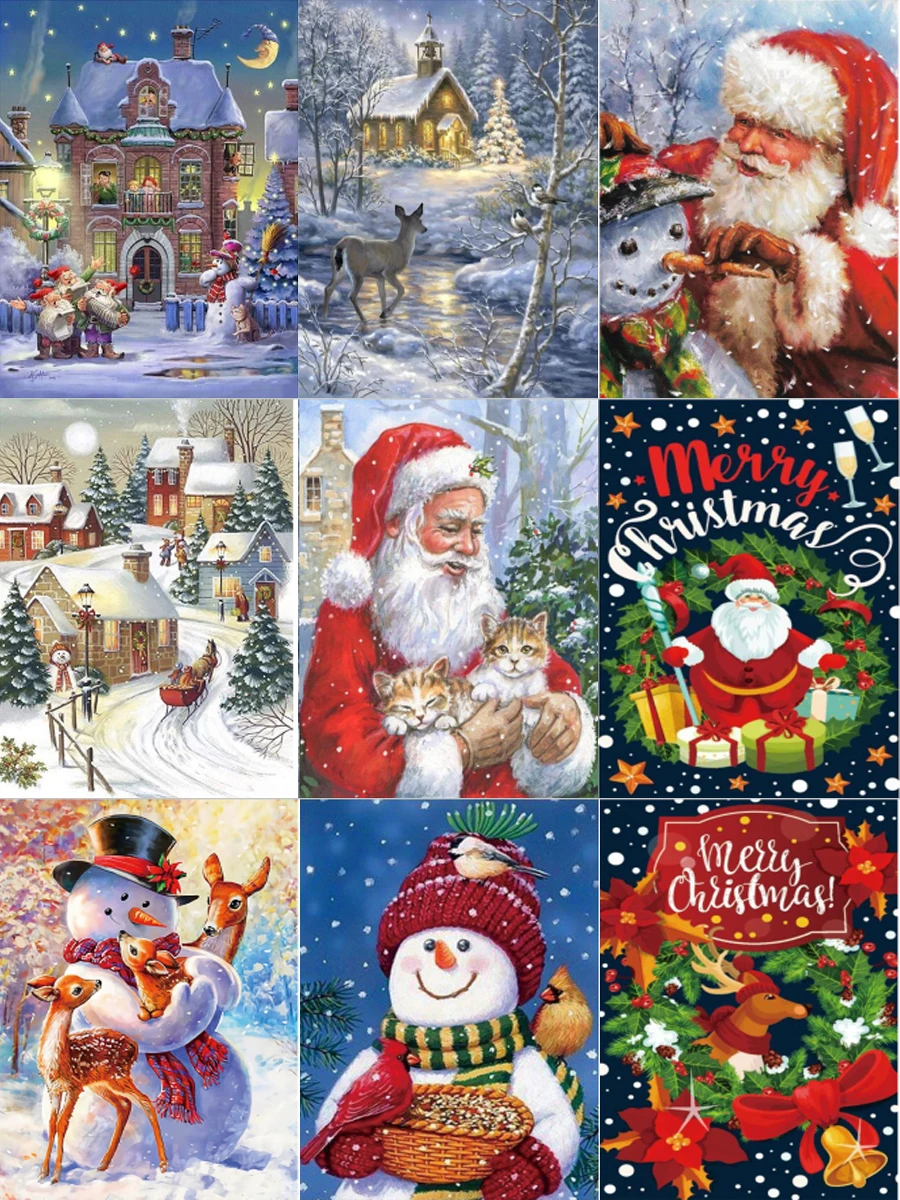 5D Diy алмазная живопись мультфильм Санта Клаус круглая Стразы Вышивка