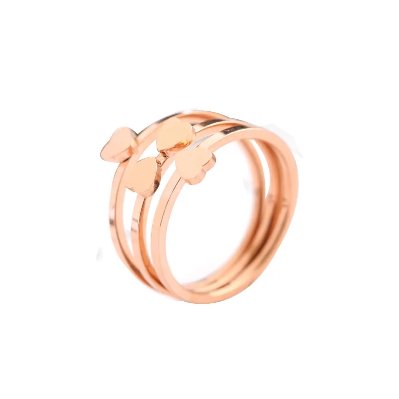 

Japanese and Korean simple fashion personality love three pieces can be split combination titanium steel female ring