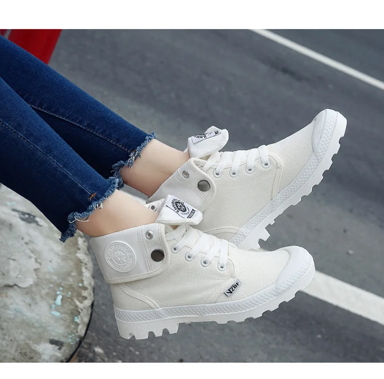 

2020 New women's high shoes canvas cuffs thick women's casual sneakers shoes Zapatillas de deporte women's shoes