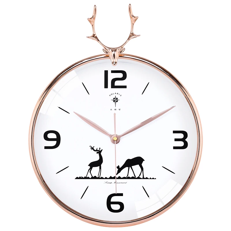 

Nordic Simple Design Style Wall Clock Fashion Creative Mute Modern Design Large Wall Clock Deer Head Home Decor for Living Room