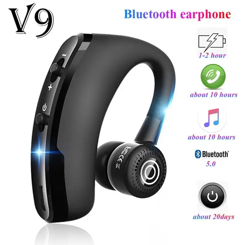 

V9 Single Ear Business Earphone Hanging RDA Scheme 5.0 Sports Bluetooth Headset Fone De Ouvido Headphones Earbuds Auriculares