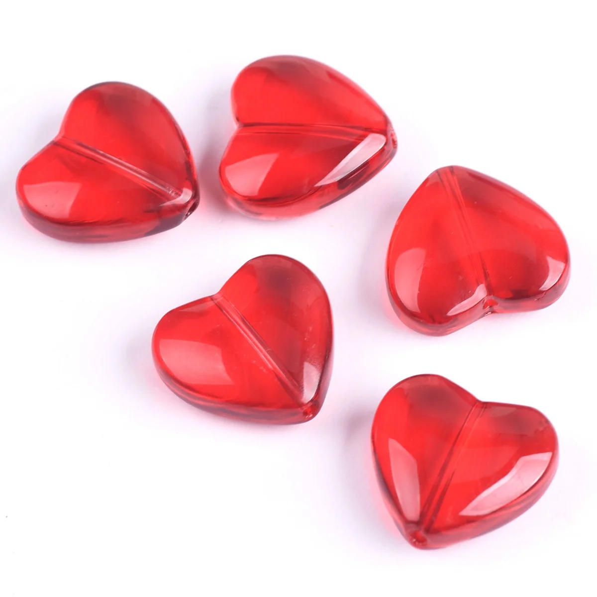 5 uds corazón rojo en forma de 20mm brillante suelto cuentas de vidrio de cristal para fabricación de joyería DIY manualidades conclusiones