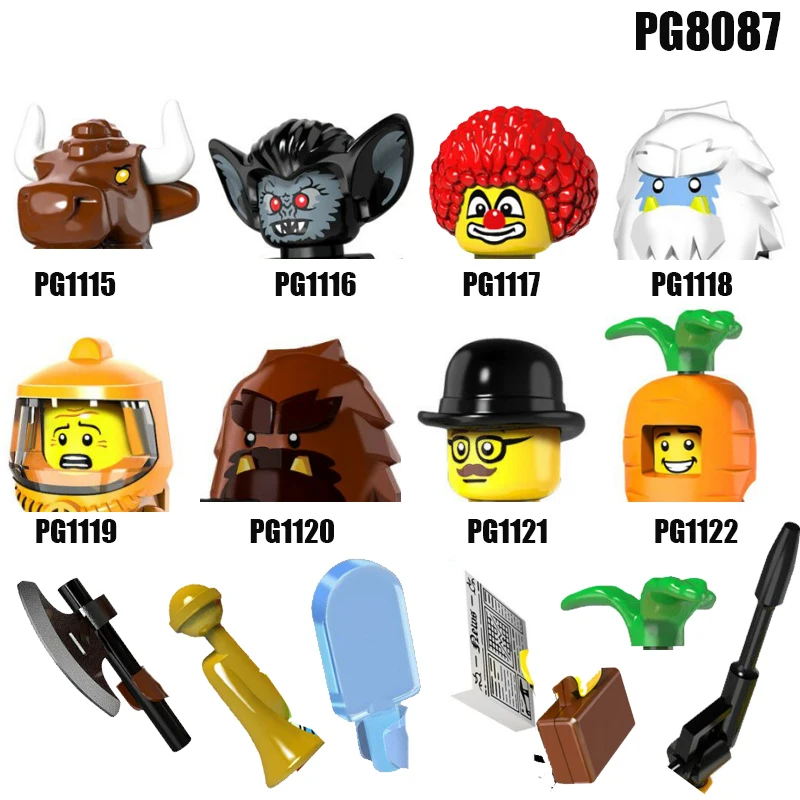 

Building Block Heroes Tauren Vampire Joker Snow Businessman Carrot Man Bigfoot For Children Toys PG8087