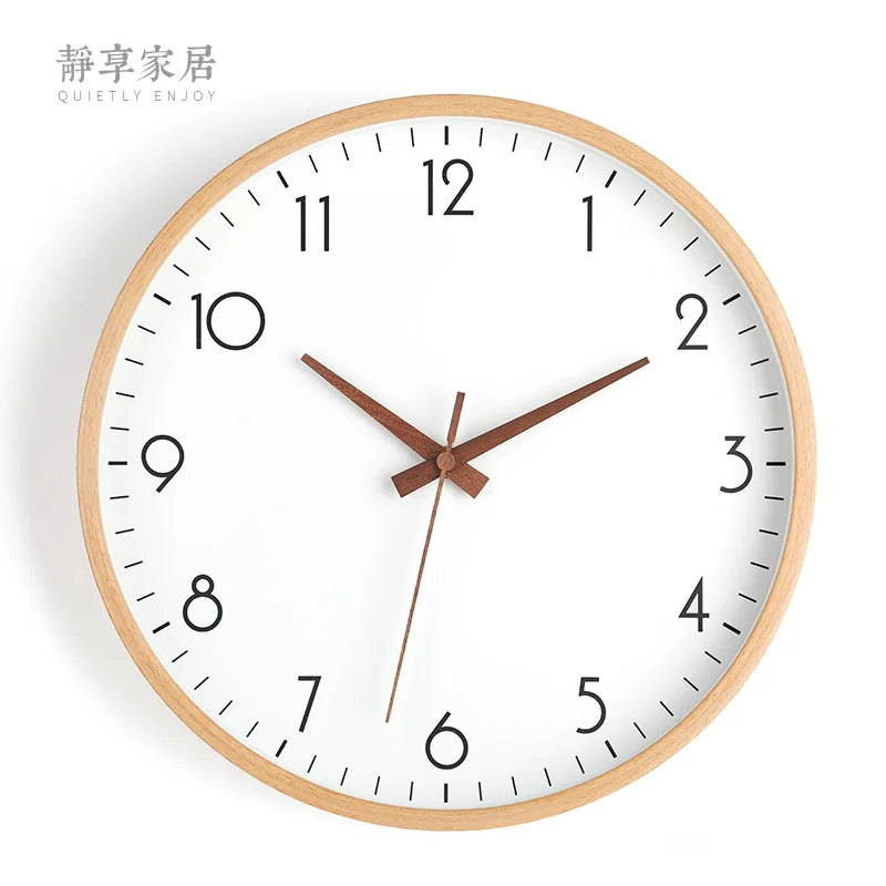 Большие настенные часы современные деревянные в японском стиле бесшумные