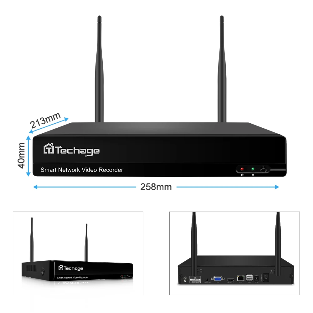 

Techage 8CH H.265 3MP Wireless NVR Recorder Wifi CCTV Camera System P2P IP Camera Network 3MP Video Recorder NVR for Eseecloud
