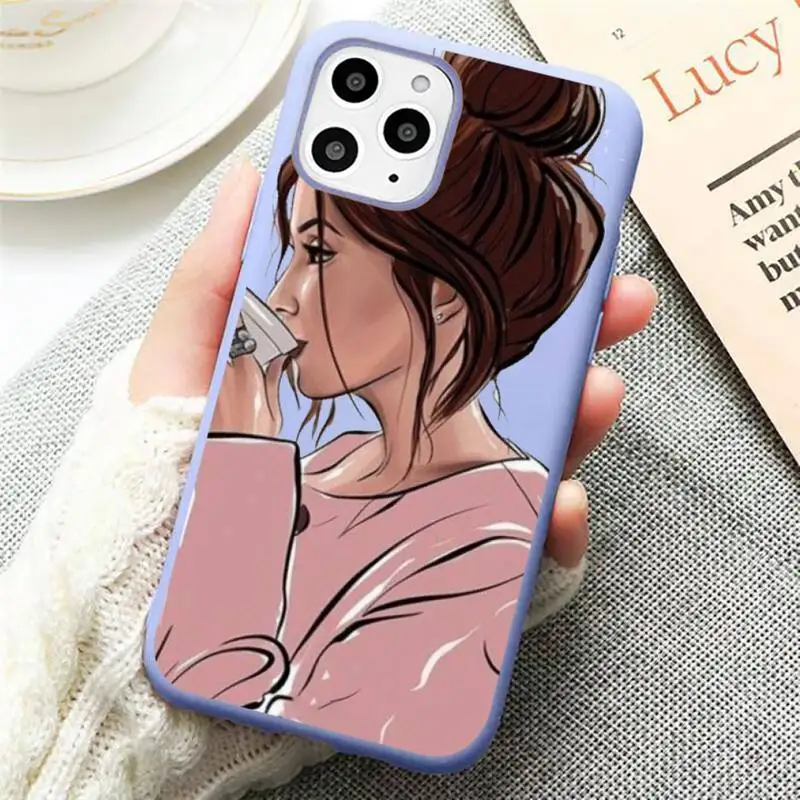 

Princess Female boss coffee luxury Phone Case coque Candy Color for iPhone 11 12 mini pro XS MAX 8 7 6 6S Plus X SE 2020 XR