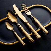gold europe thicken fashion cutlery set luxury stainless steel elegant life design jogo de talheres dining table decor ec50cj