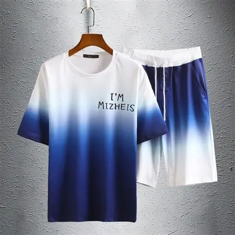

Ice silk suit men's short sleeve T-shirt loose casual summer Korean fashion cool suit men's fashion brand